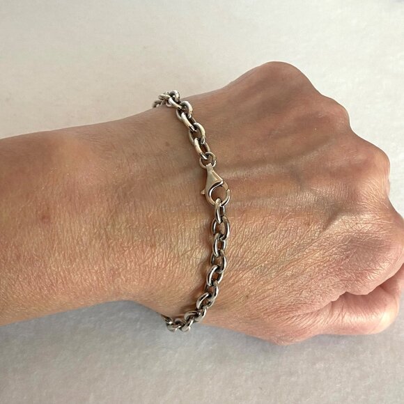 Solid Sterling Silver 925 5.8MM Oval Cable Chain Charm Bracelet 7.75" - Picture 12 of 16